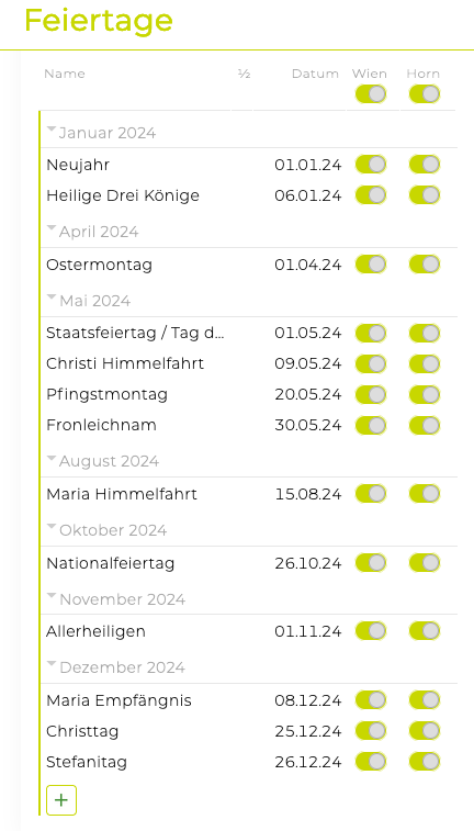 Feiertagsverwaltung 1