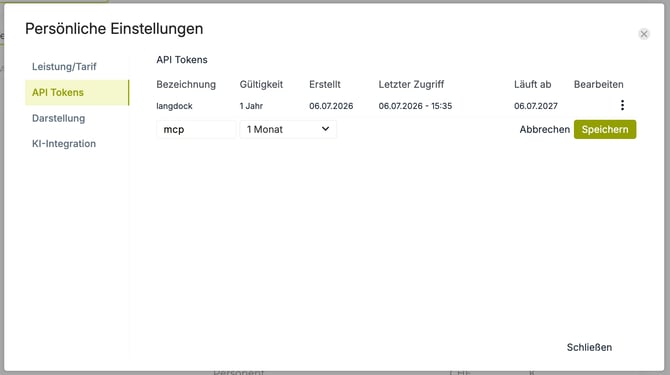 api token erstellen